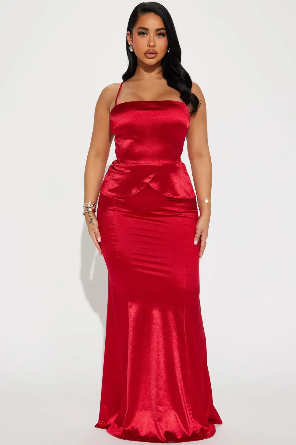 Valentina Peplum Gown - Red