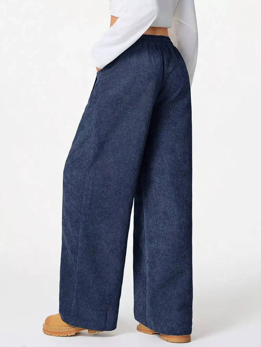 Textured Corduroy Wide Leg Pants