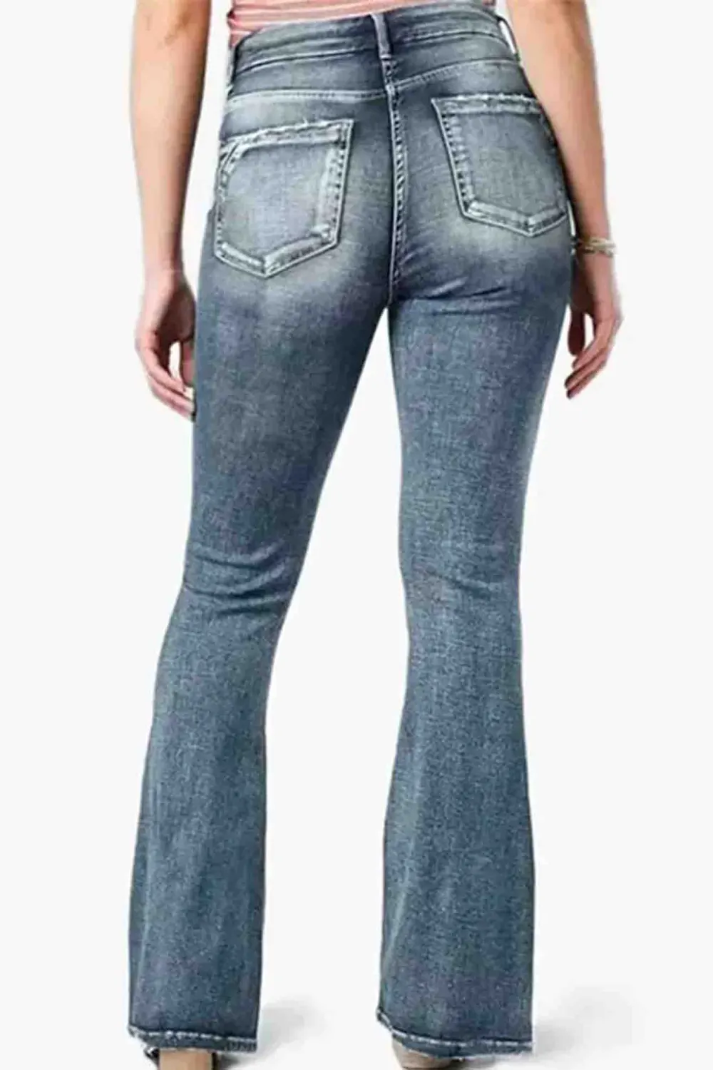 Side Button Flare Jeans