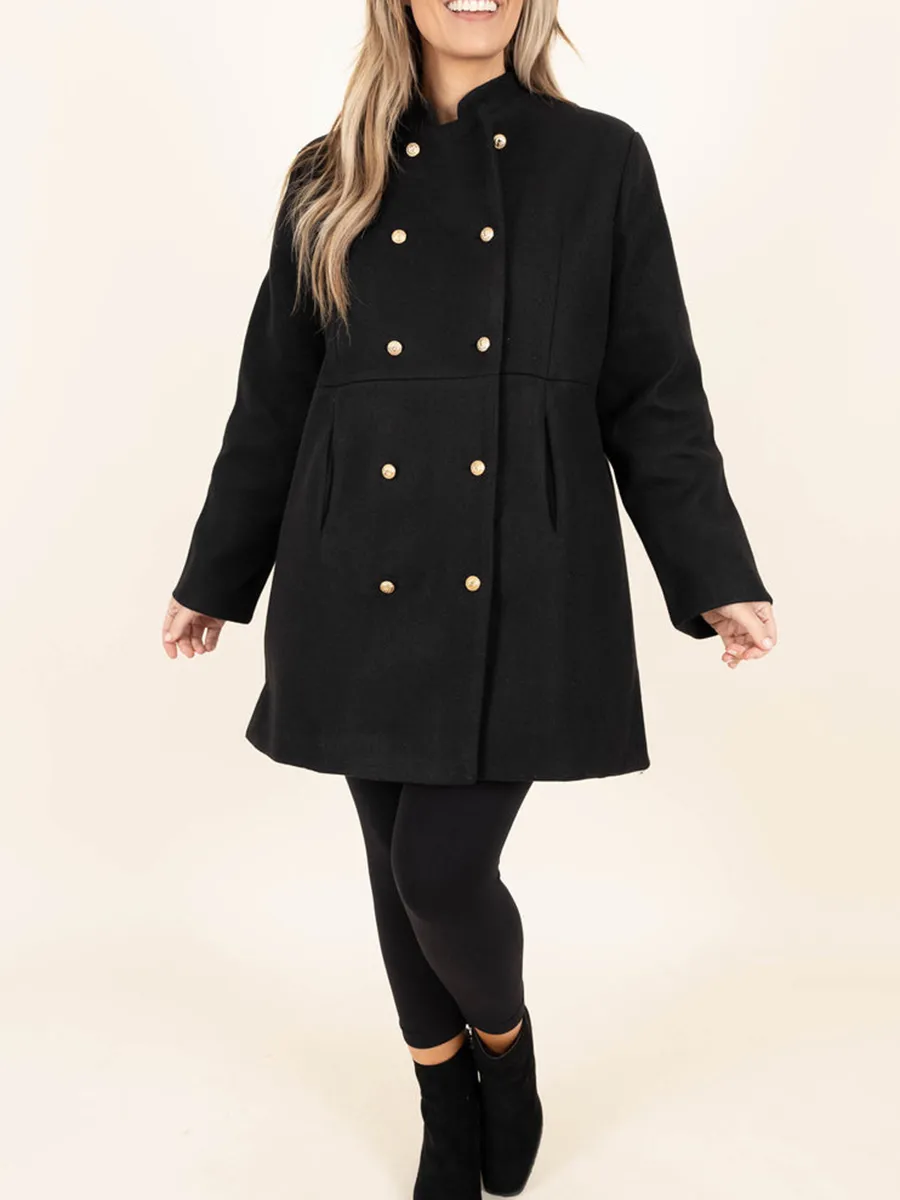Black Double Breasted Split Design Jacket