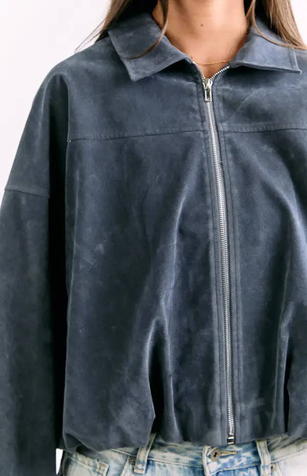 Bomber Steel Suedette Jacket