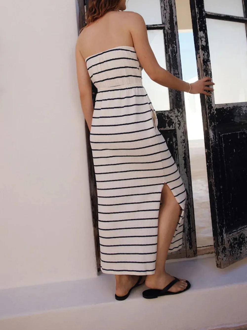 White Lace-Up Camisole Casual Holiday Waist-Cinching Dress