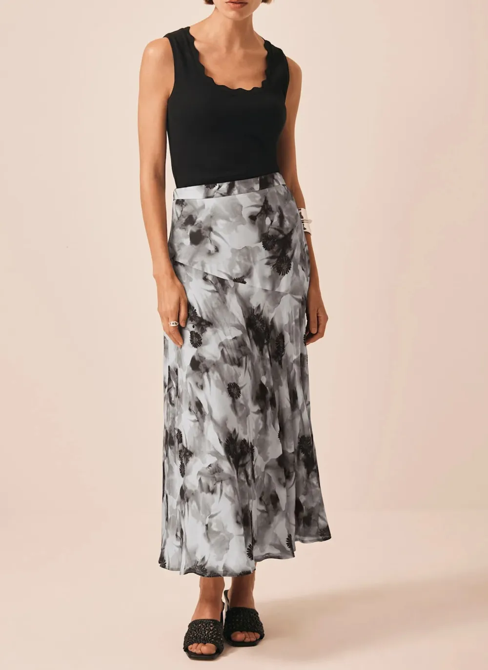 Casual Style Floral Print Midi Skirt