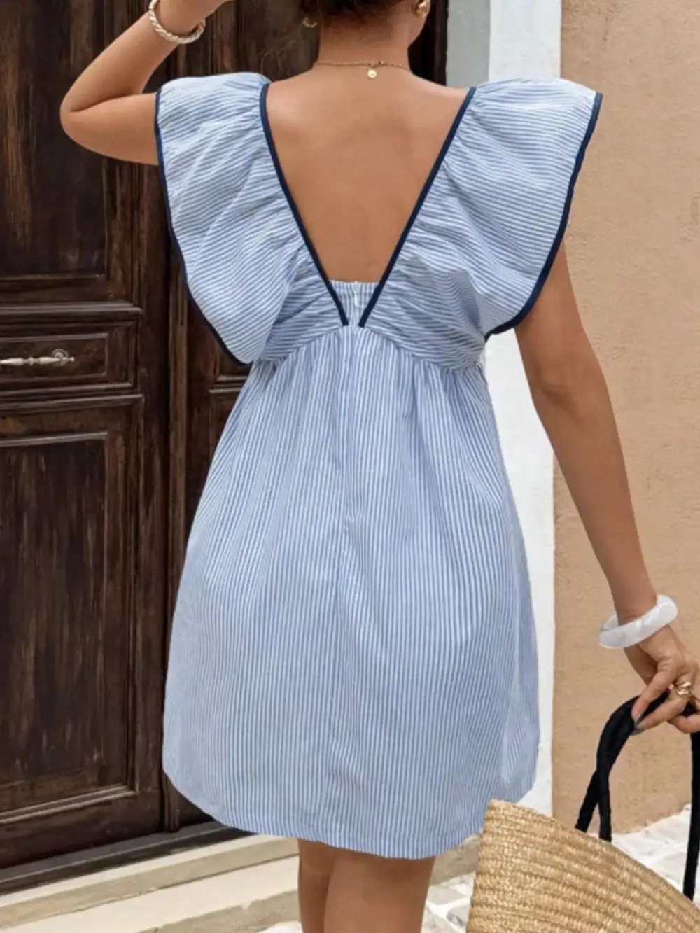 Striped Ruffle Mini Dress