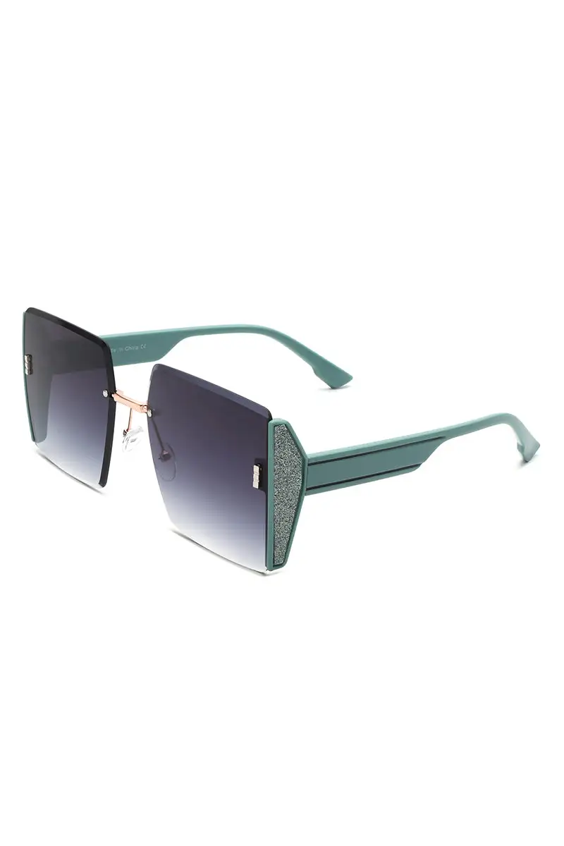 Plush Square Rimless Frame Sunglasses