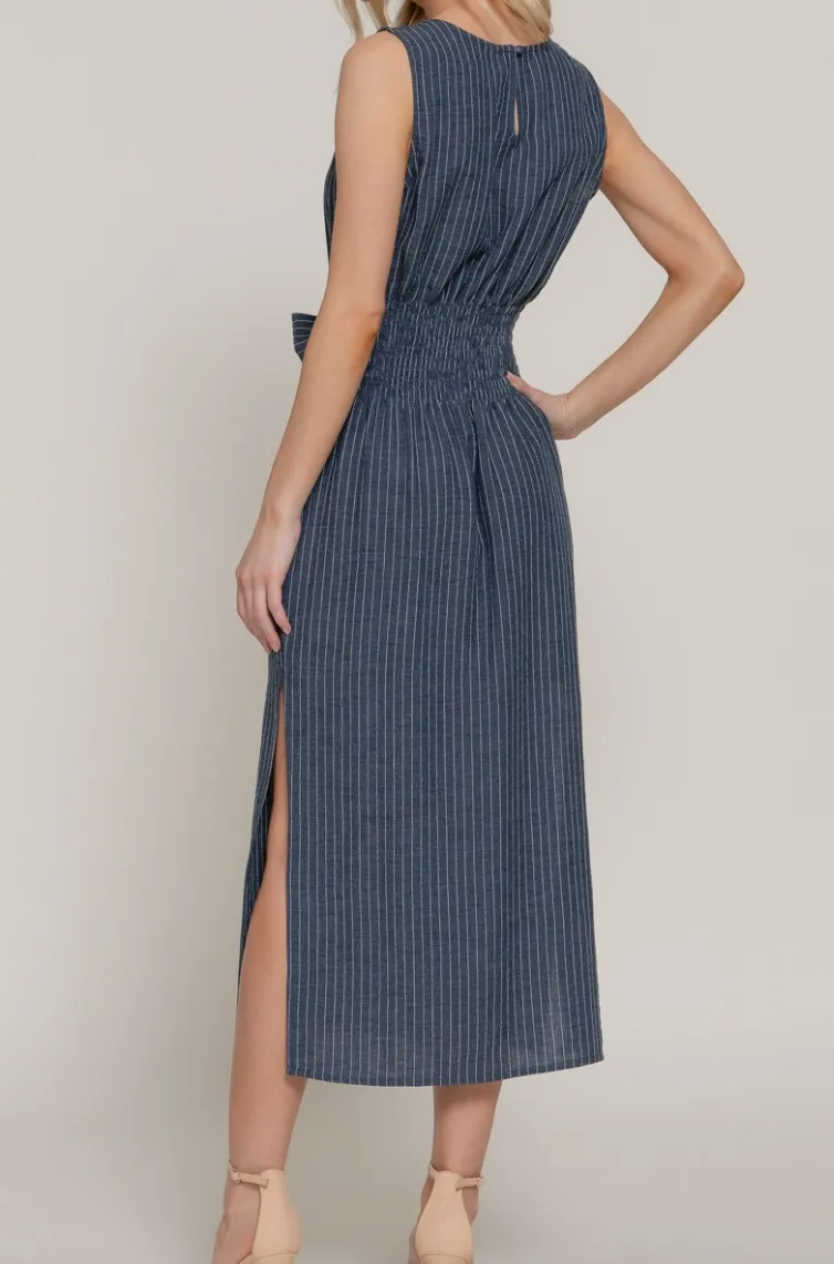 Sleeveless Striped Midi Dress