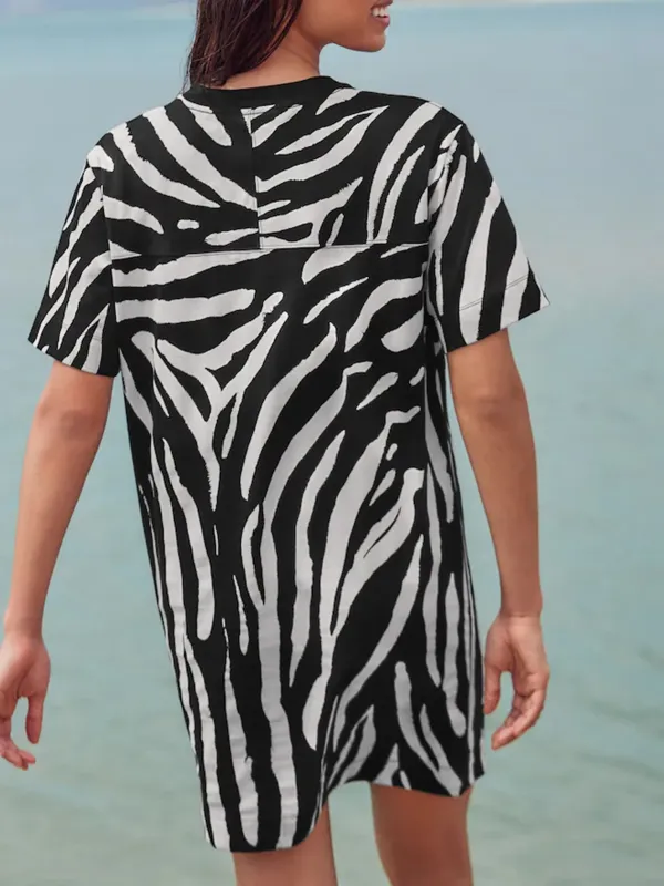 Classic Loose Breathable Zebra-Print Dress