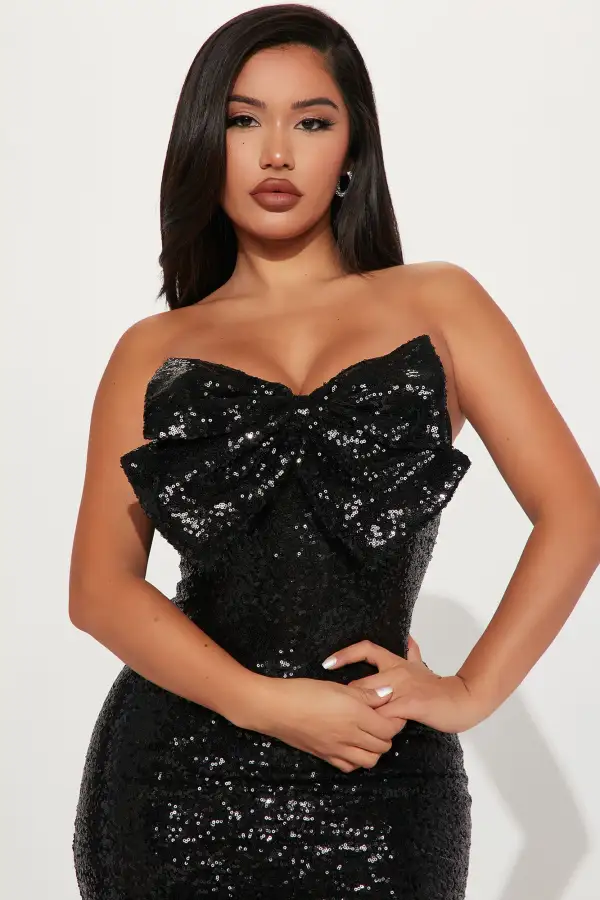 Bow Down Midi Dress - Black