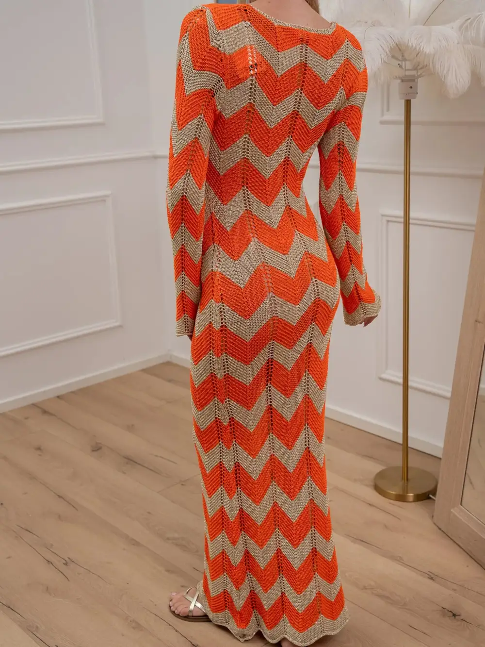 Wrapfront Maxi V Neck Dress