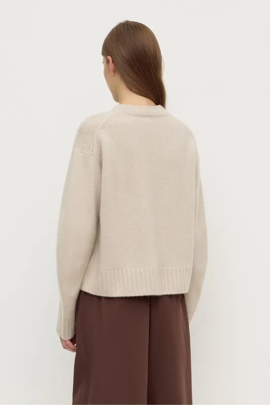Tapioca Cashmere Crew-Neck Knit Sweater