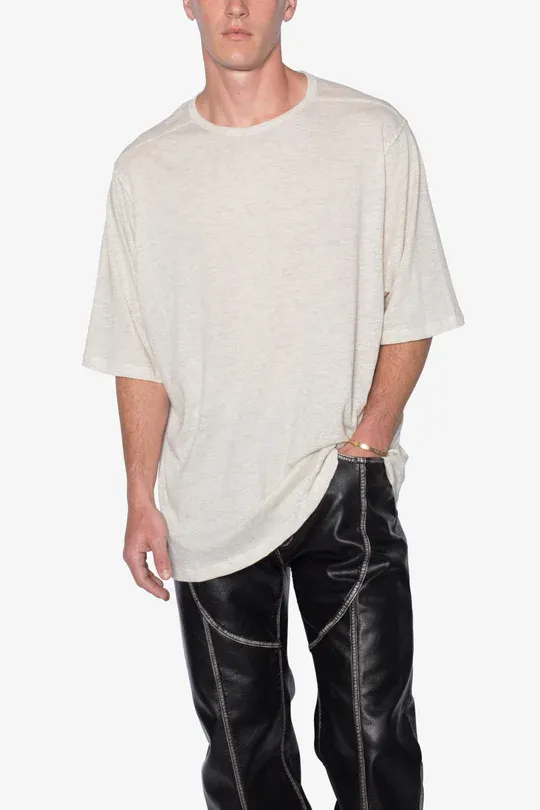 LIGHT GREY COLORED SHEER GAUZE T-SHIRT