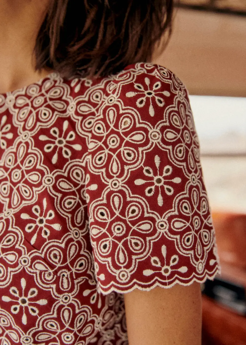 Short Sleeve Embroidered Blouse