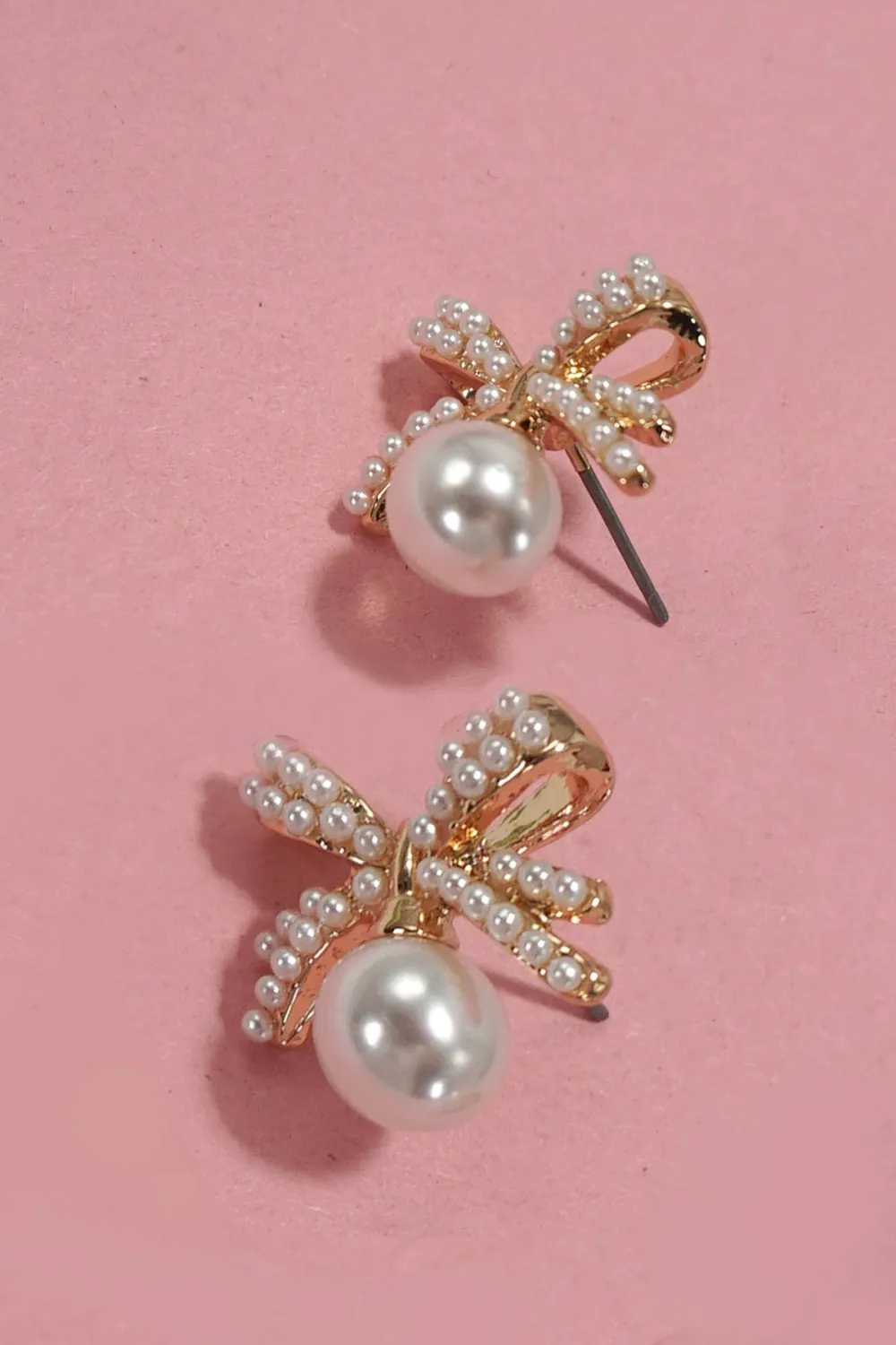 Pearl Bow Stud Earrings