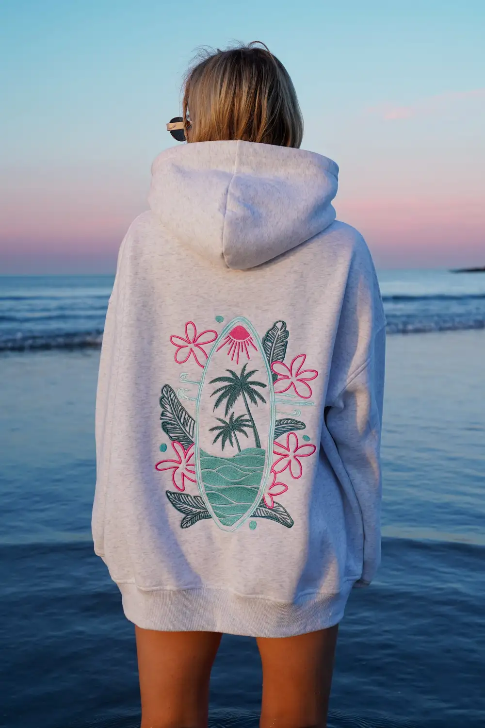 Surfing the Waves Embroider Hoodie