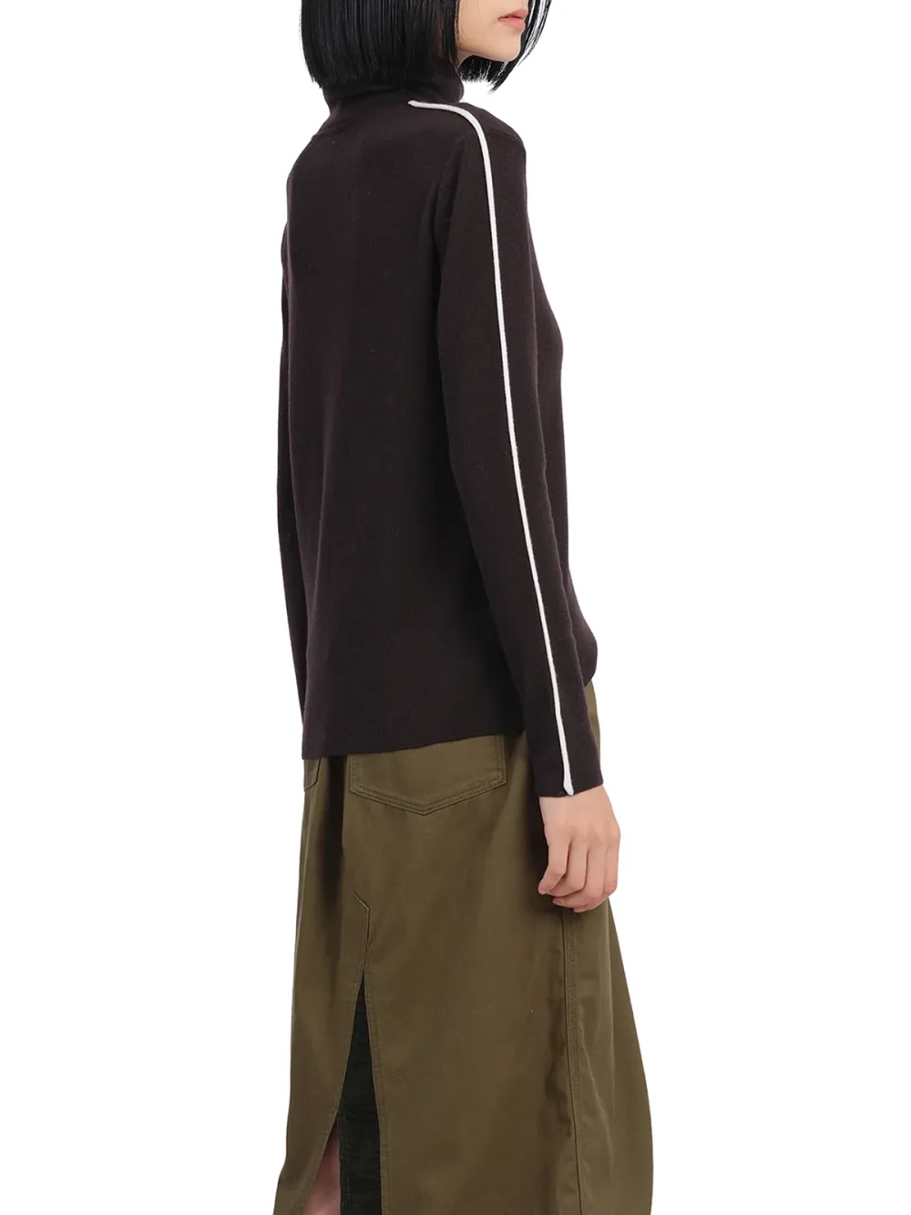 Solid Color Contrast Trim Turtle Neck