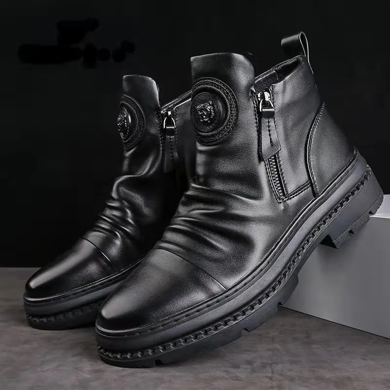 High-Top New Men's Shoes, Men's Boots, Versatile Zipper Shoes, Korean Style Martin Boots, Men's Casual Shoes