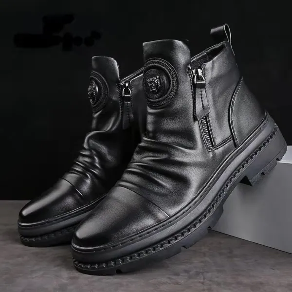 High-Top New Men's Shoes, Men's Boots, Versatile Zipper Shoes, Korean Style Martin Boots, Men's Casual Shoes