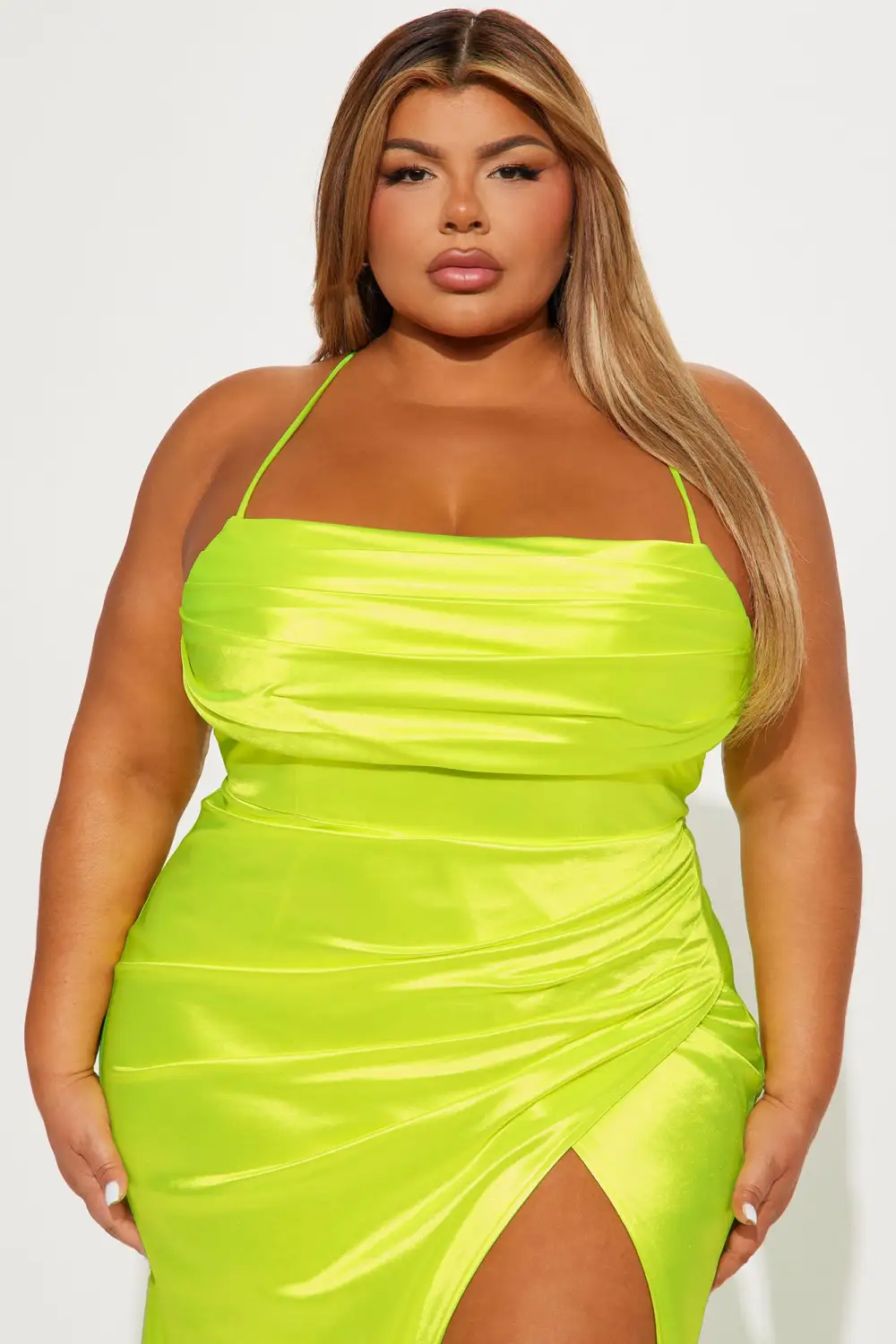 Tonight I'm Yours Satin Maxi Dress - Neon Yellow