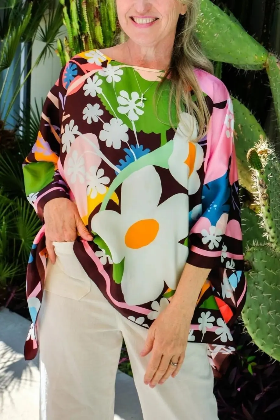 Floral Satin Blouse Top