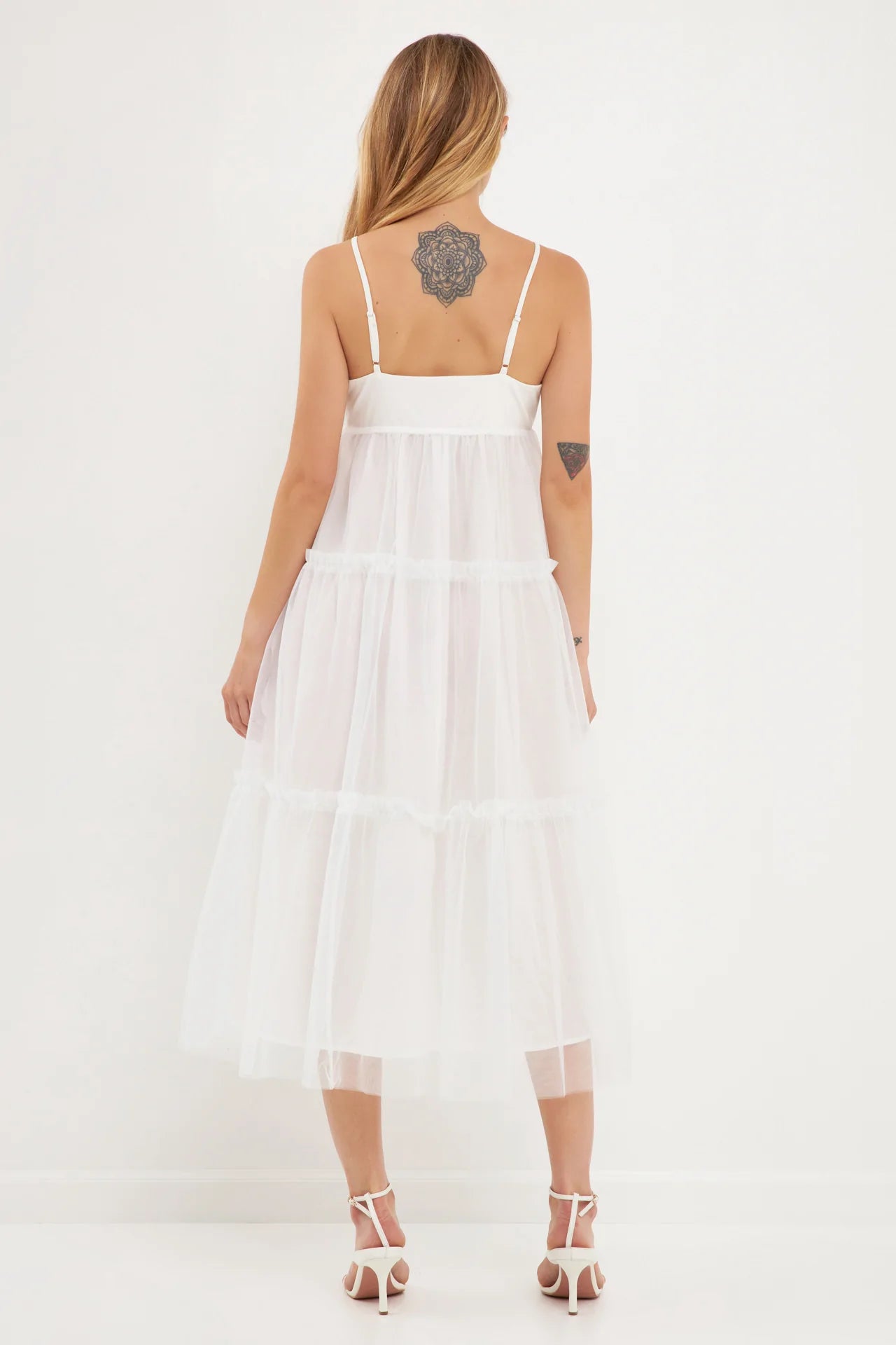 Tulle Contrast Midi Dress