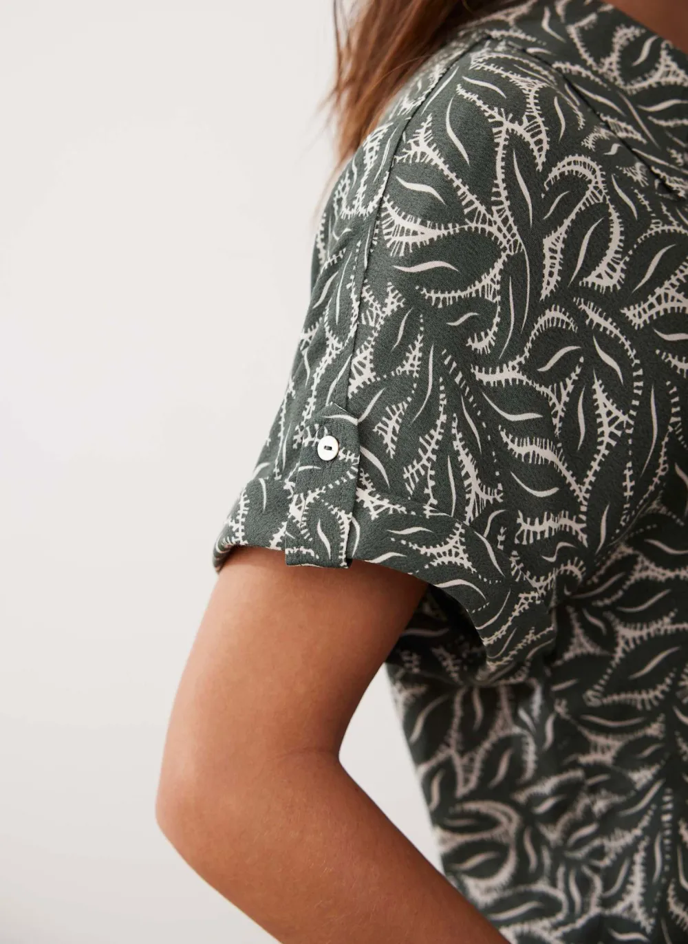 Casual Style Green Leaf Print Shirt