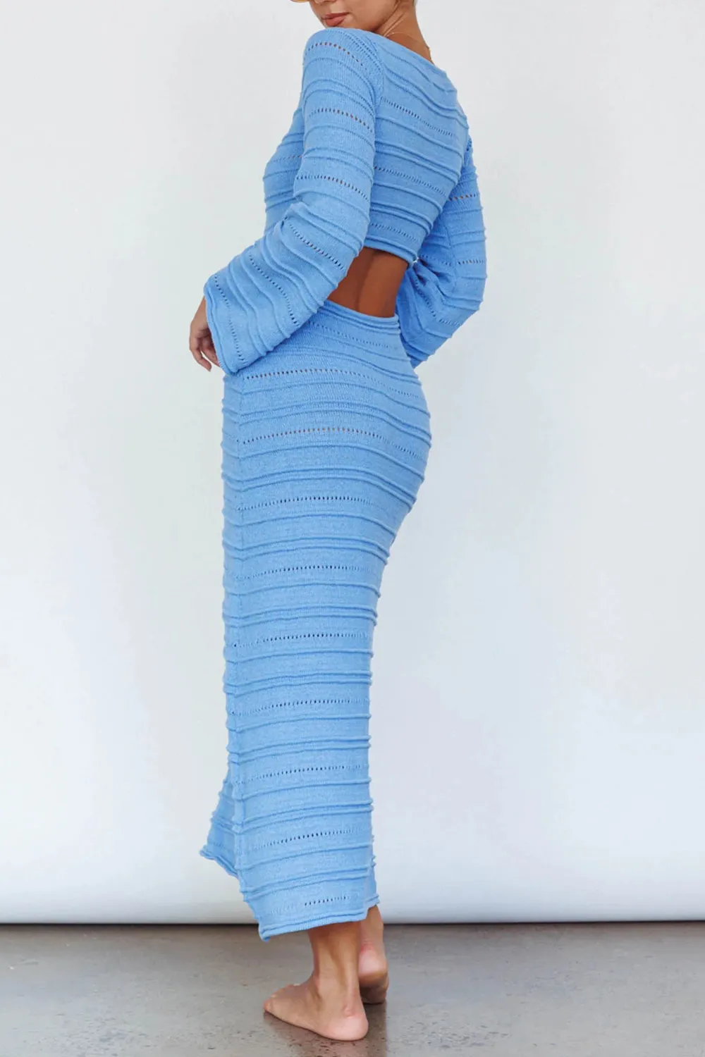 Fashionable Trumpet Sleeve Long Dress