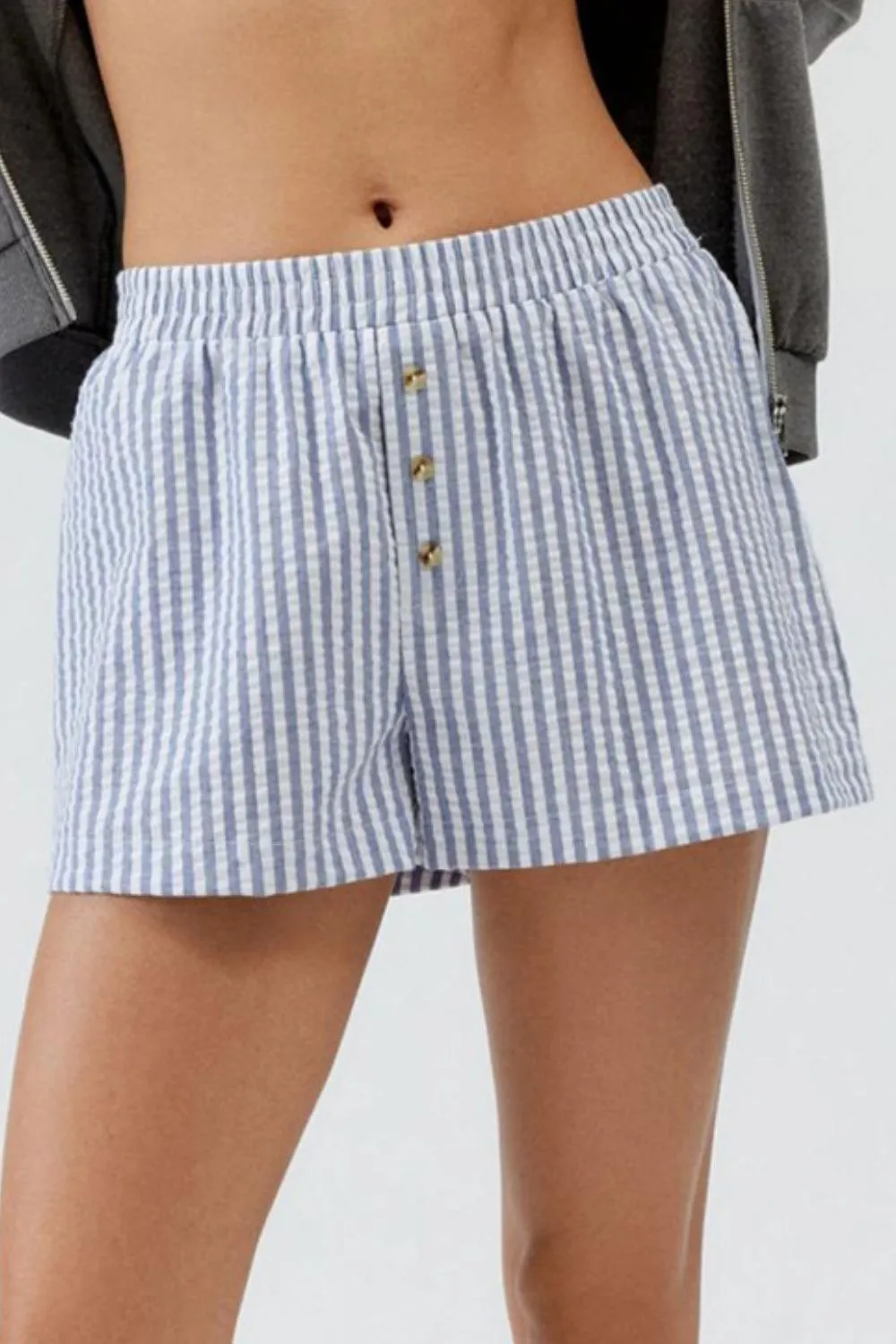 Easygoing Striped Elastic Waist Shorts