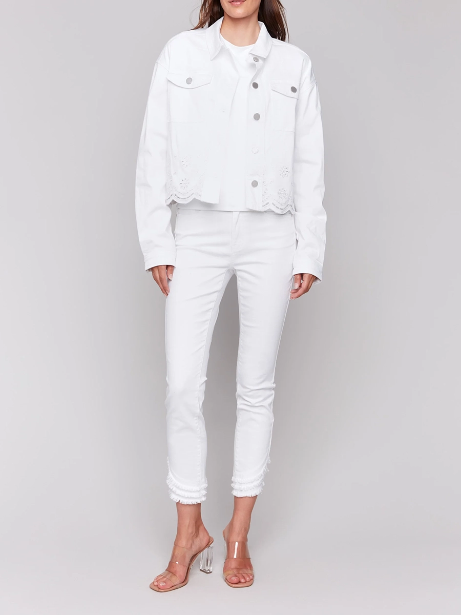 Pure Cotton Art Hollow Women's White Coat