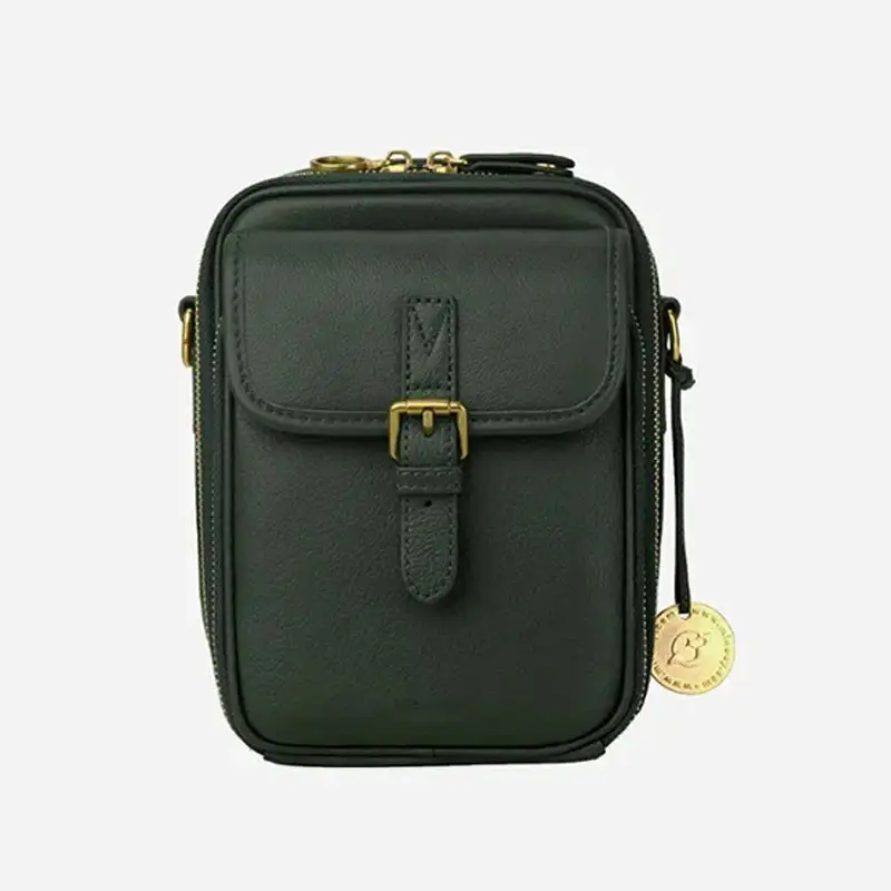 Vintage Tan Leather Crossbody Phone Bag