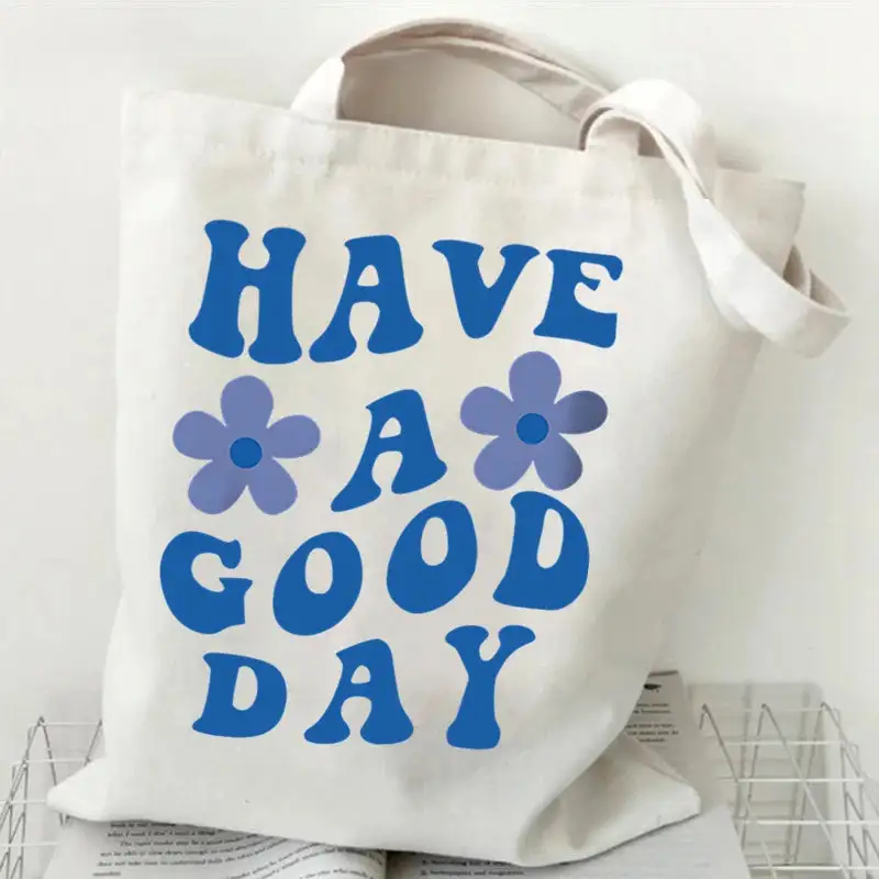 Groovy Retro Graphic Canvas Tote Bag