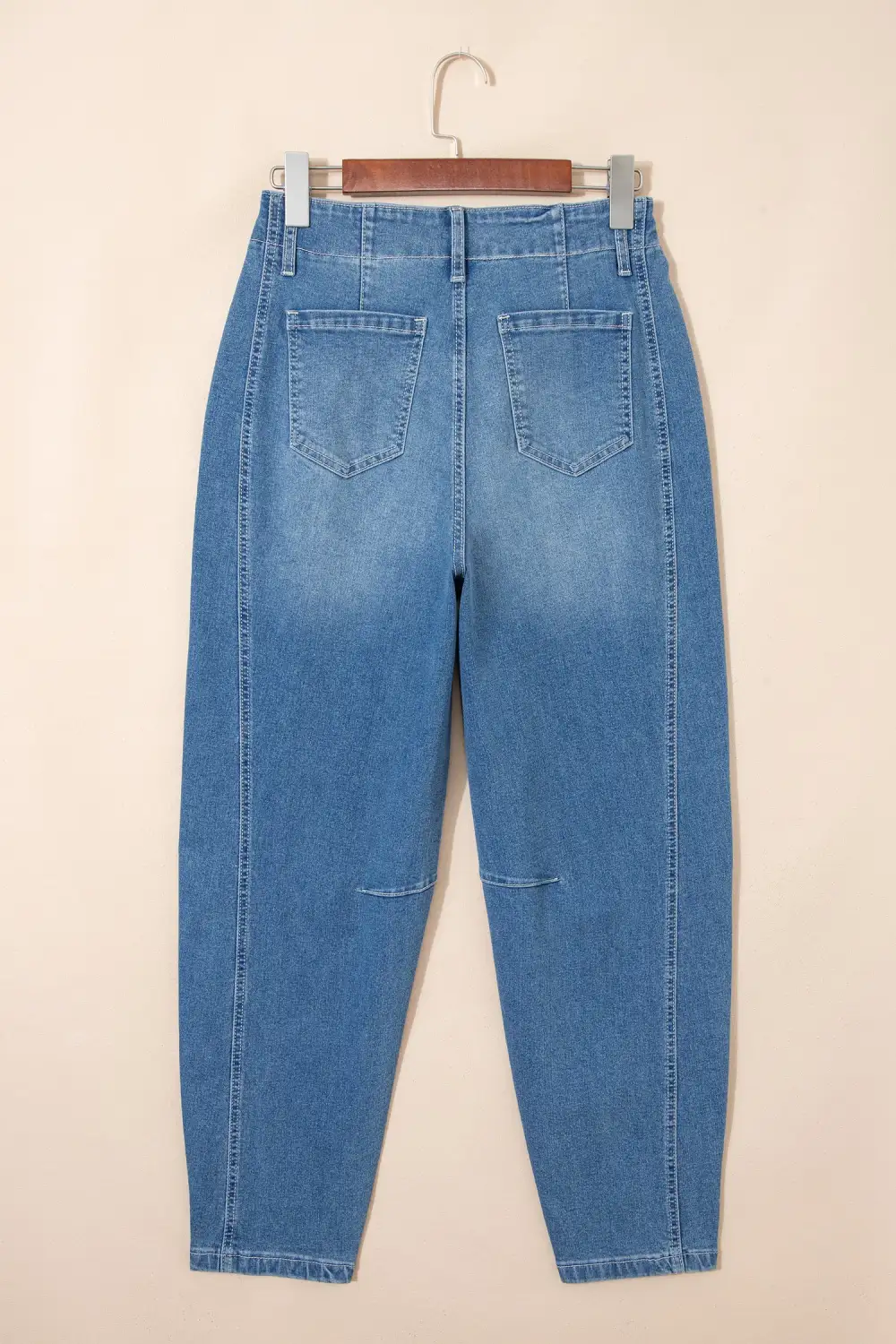 Medium Wash Cuffed Barrel Jeans