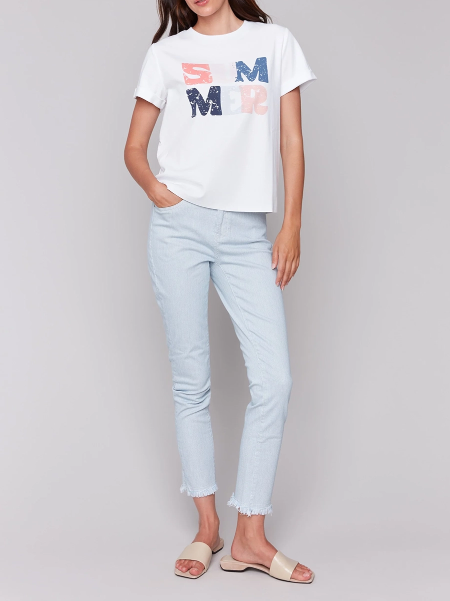 Women's Short-Sleeved Shirt With Cute Letters