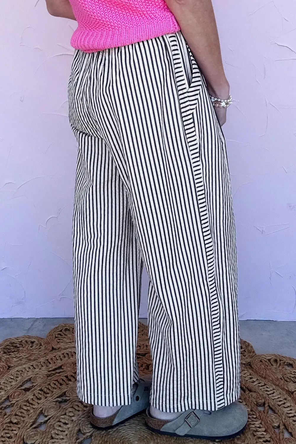Striped Wide Leg Casual Pants