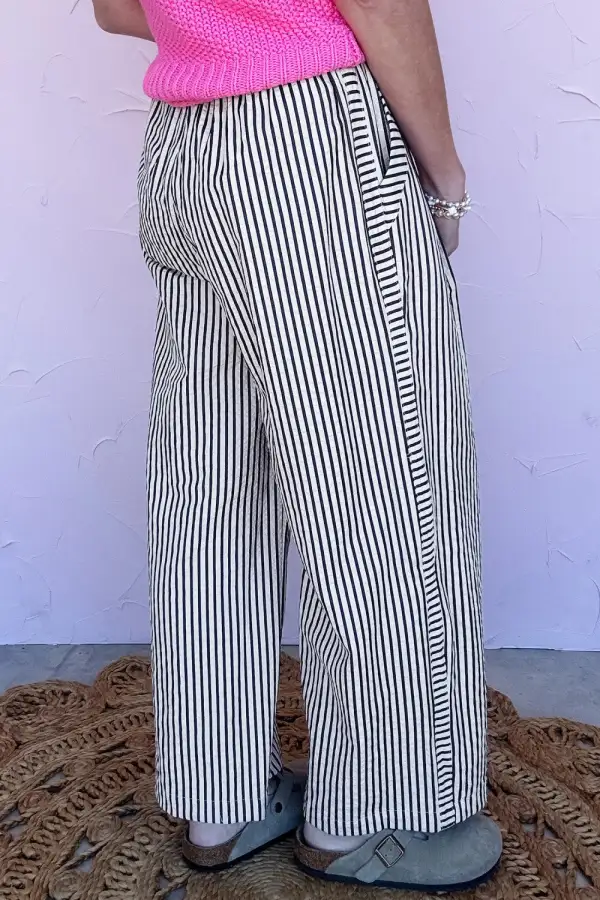 Striped Wide Leg Casual Pants