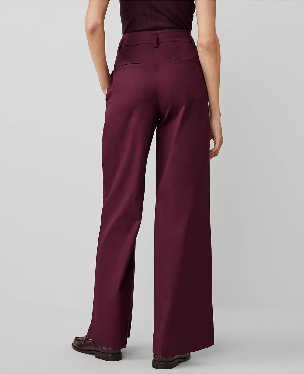 Topstitched Wide-Leg Pant