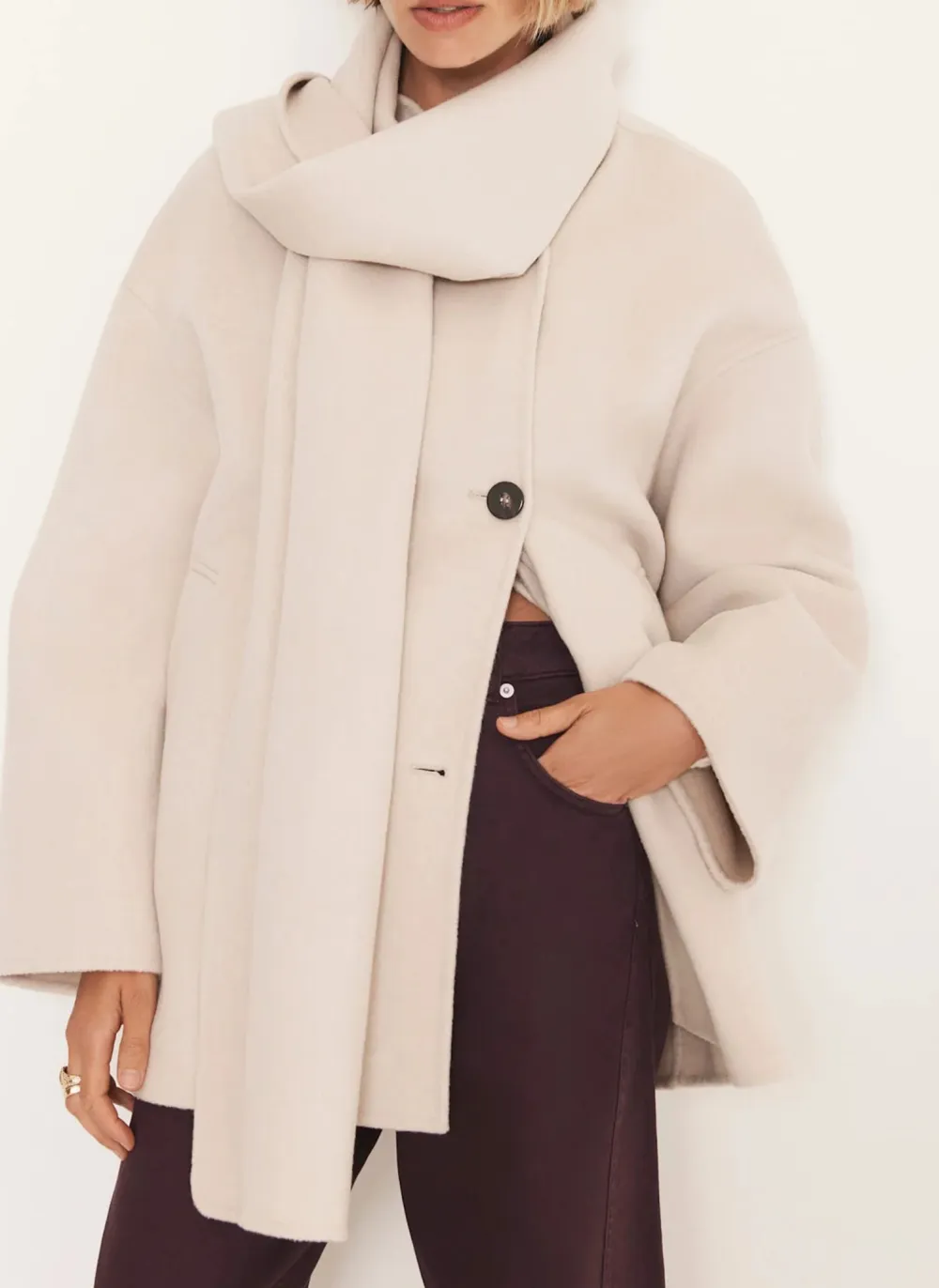 Casual Style Finished Scarf Coat