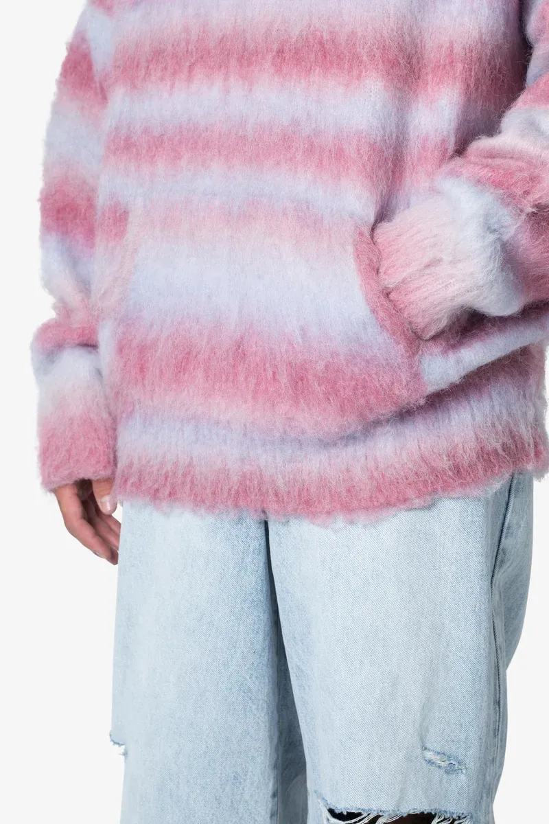 PINK AND BLUE TIE - DYE FUZZY HOODIE