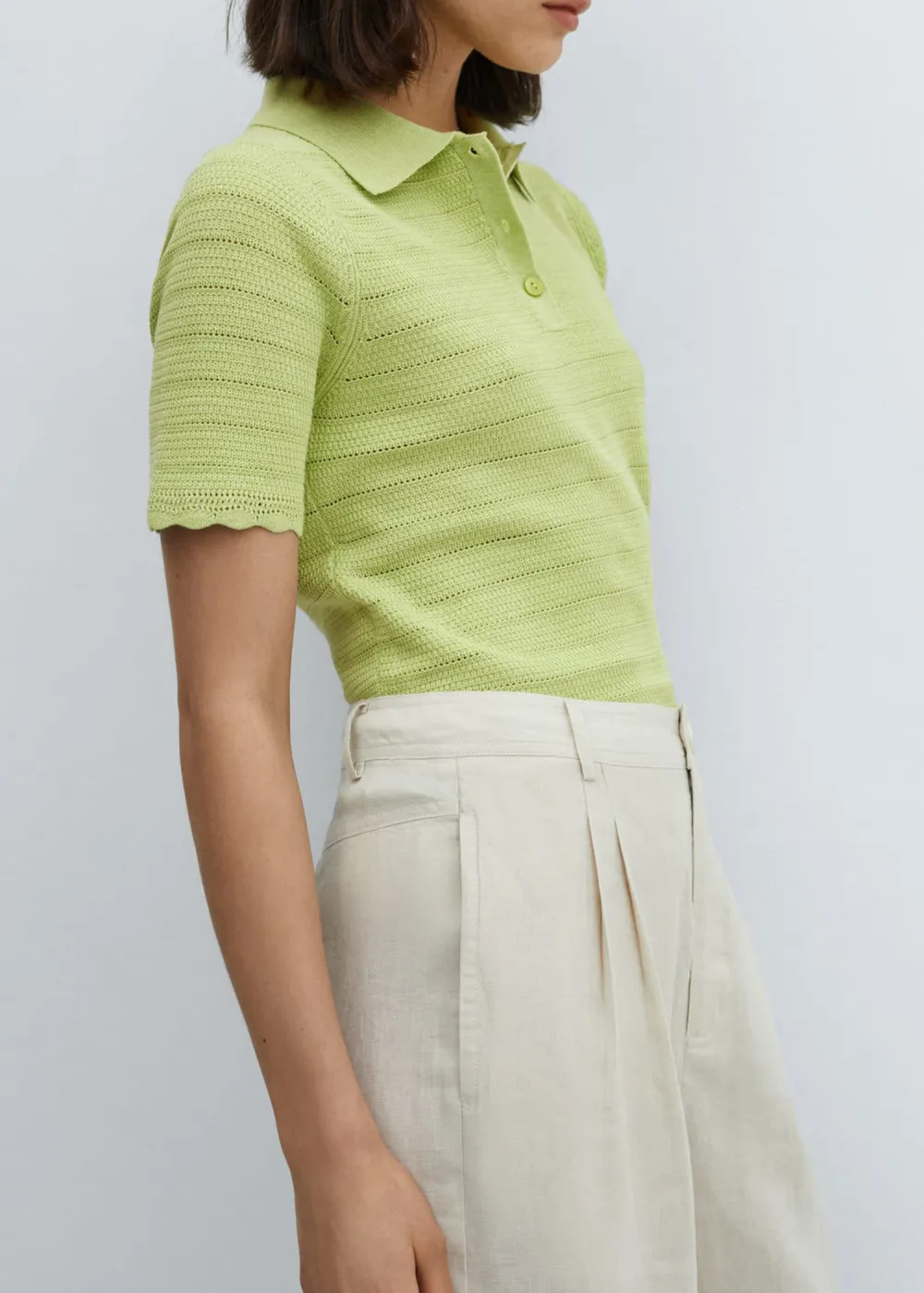 Short sleeve polo neck jumper