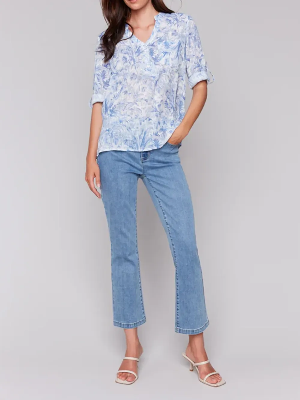 Artistic Cotton V-Neck Short Sleeves