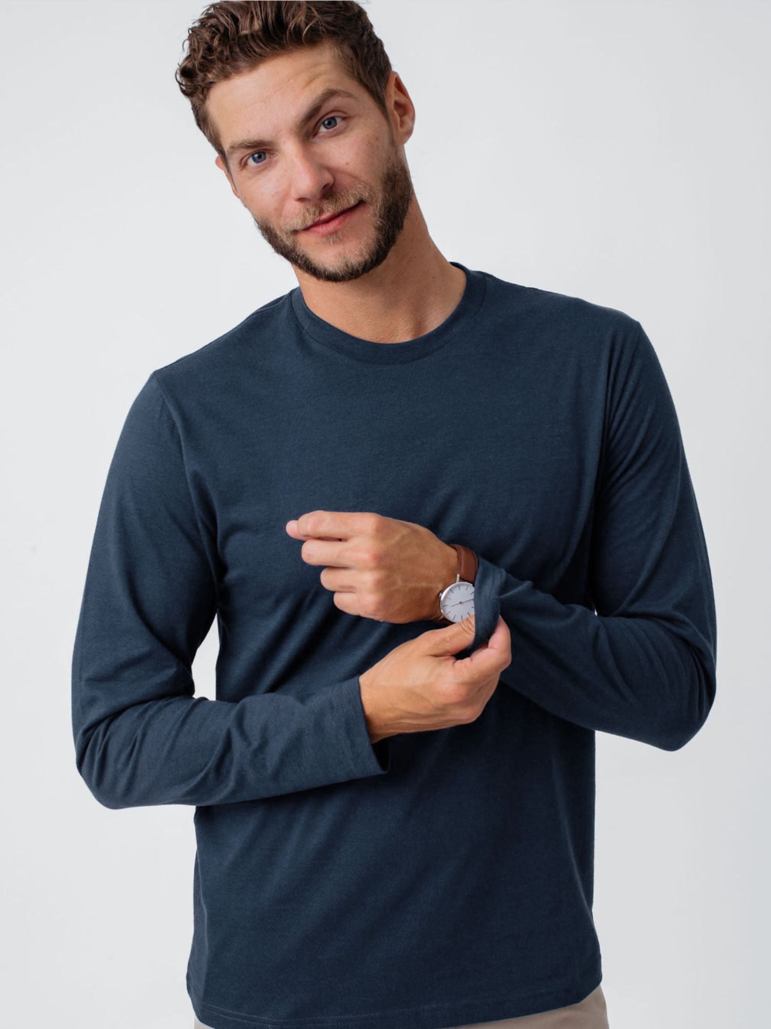 Indigo Blue Long Sleeve Crew Neck