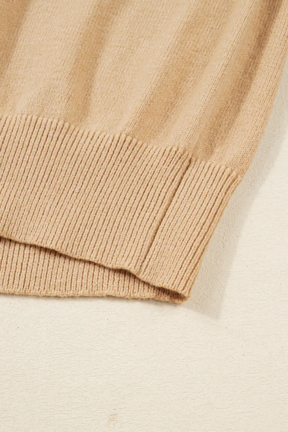 Plain Neck Puff Sleeve Detail Sweater