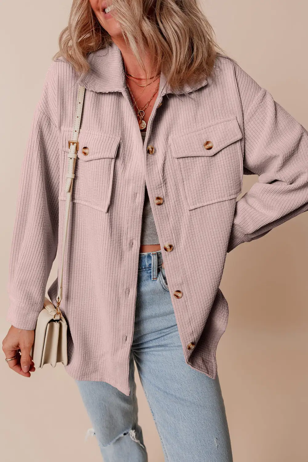 Everyday Corduroy Pocket Flap Pocket Shacket