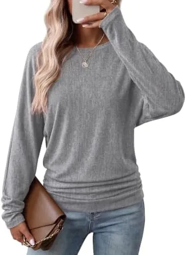 Women's Long Sleeve Ruffle Blouse, Fall Top, Lightweight Sweater
