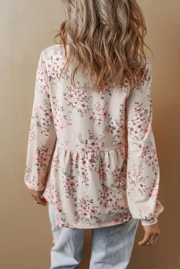 Floral Pleated Relaxed Fit Blouse