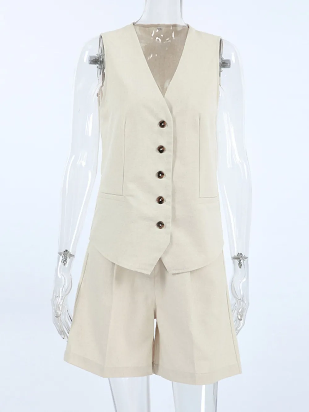 Classic Button Front Button Jumpsuit
