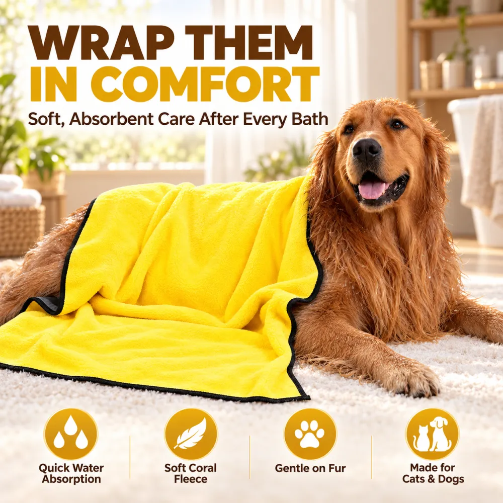 Quick-Dry Absorbent Coral Fleece Pet Bath Towel