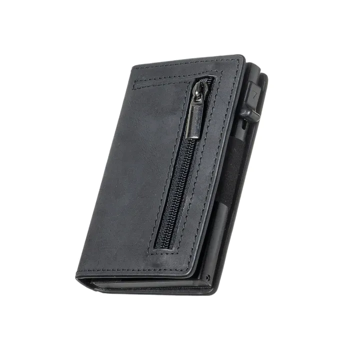 RFID Blocking Automatic Pop-up Metal Card Holder Mini Wallet Coin Purse