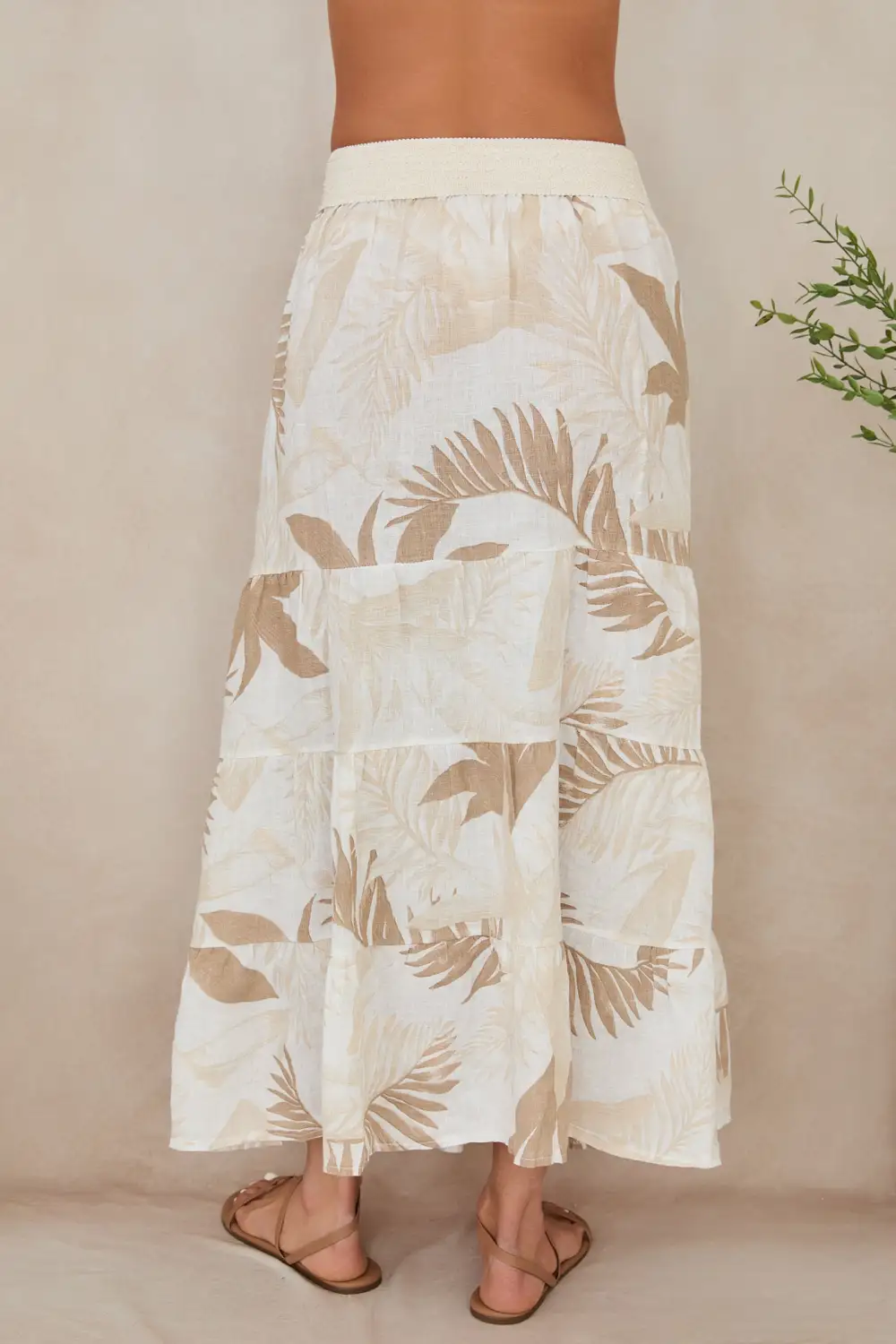 Refined Linen Tiered Maxi Skirt