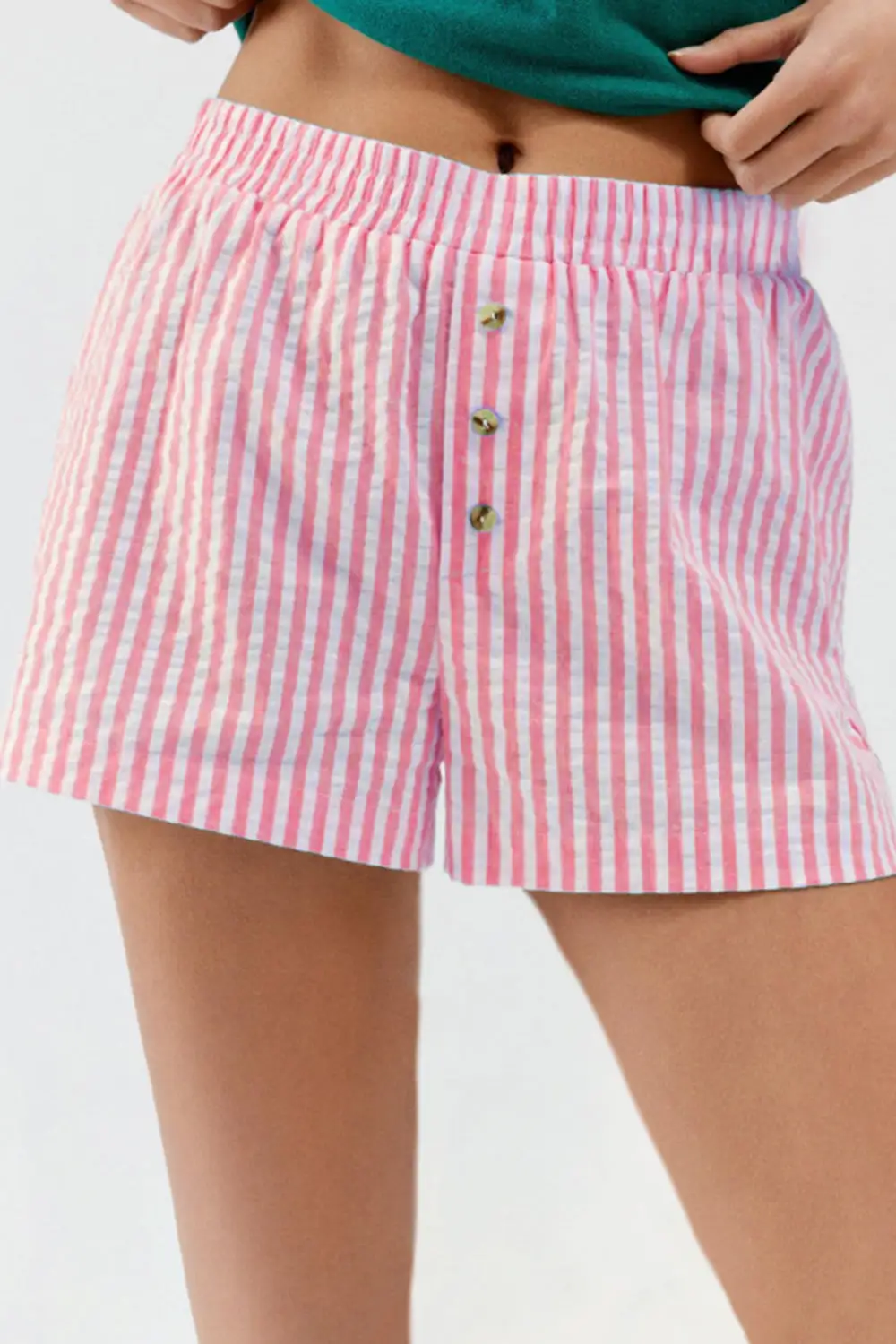 Easygoing Striped Elastic Waist Shorts