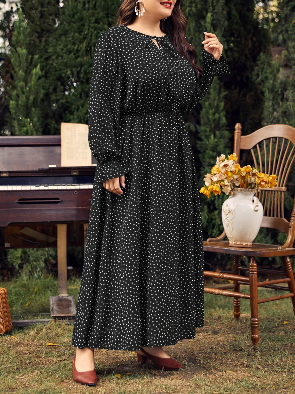 Polka Dot Loose Long Sleeve Dress